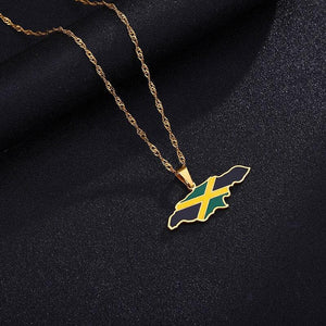 Jamaica Flag Map Necklace