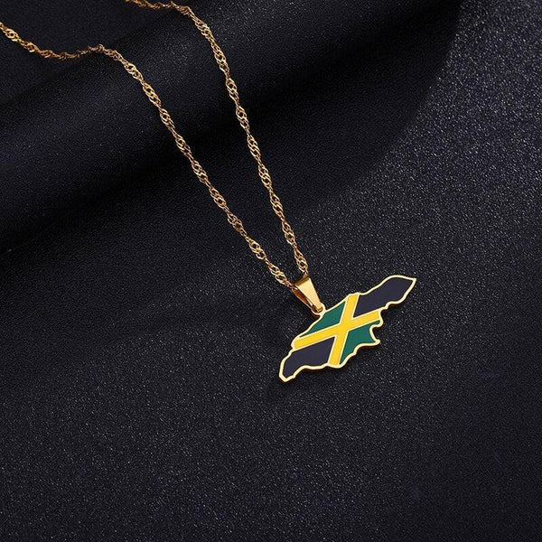 Jamaica Flag Map Necklace