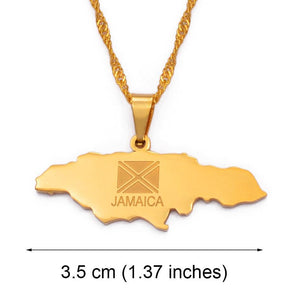 Jamaica Flag Map Necklace