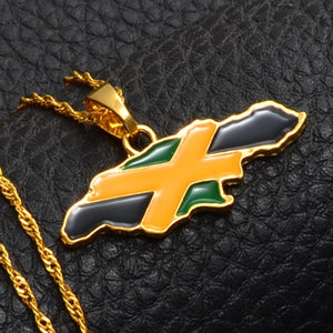 Jamaica Flag Map Necklace