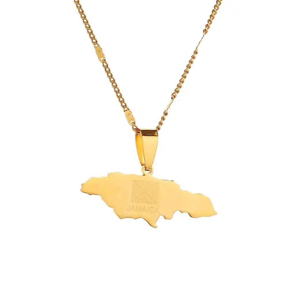 Jamaica Flag Map Necklace