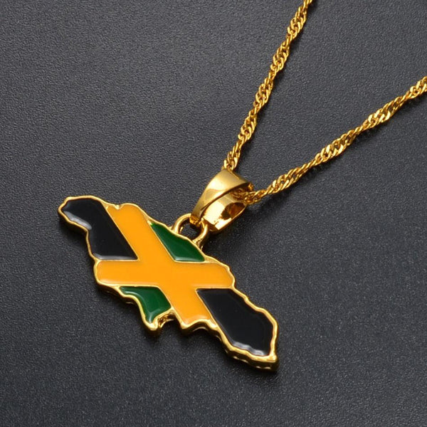 Jamaica Flag Map Necklace