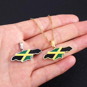 Jamaica Flag Map Necklace