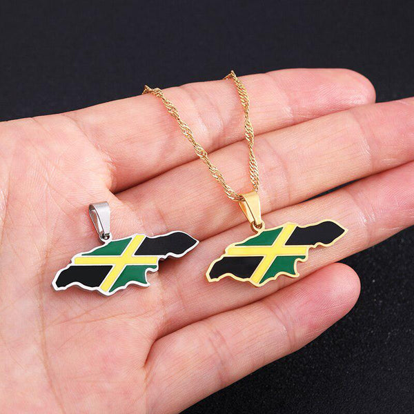 Jamaica Flag Map Necklace