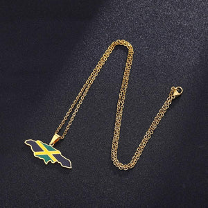 Jamaica Flag Map Necklace