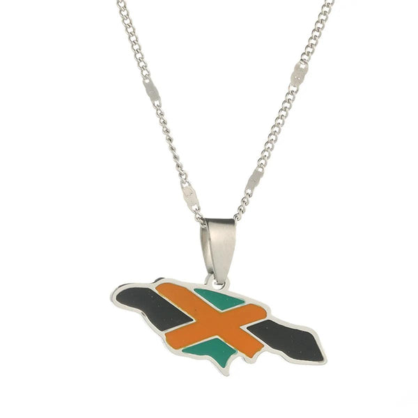 Jamaica Flag Map Necklace