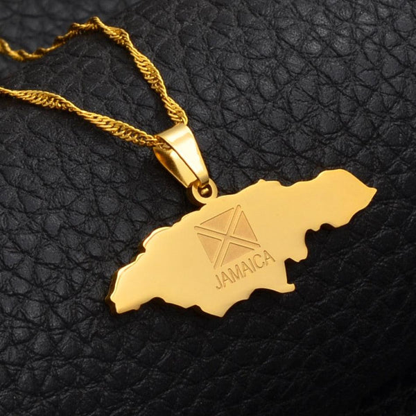 Jamaica Flag Map Necklace