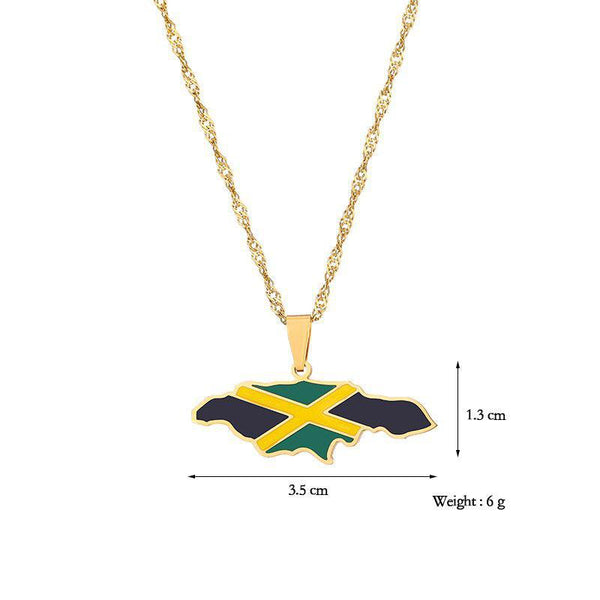 Jamaica Flag Map Necklace