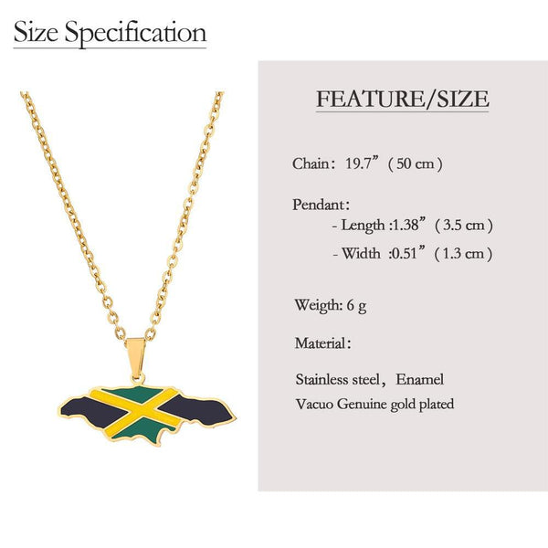 Jamaica Flag Map Necklace