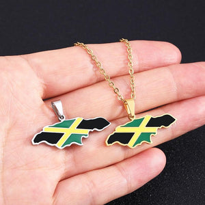 Jamaica Flag Map Necklace