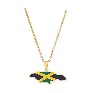 Jamaica Flag Map Necklace