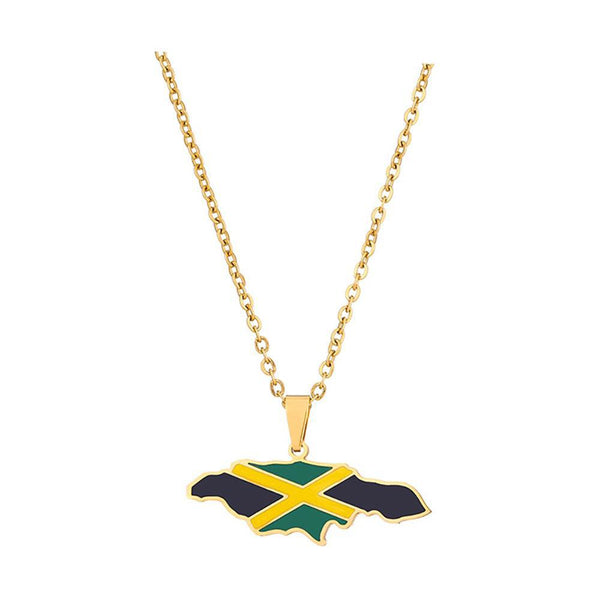 Jamaica Flag Map Necklace