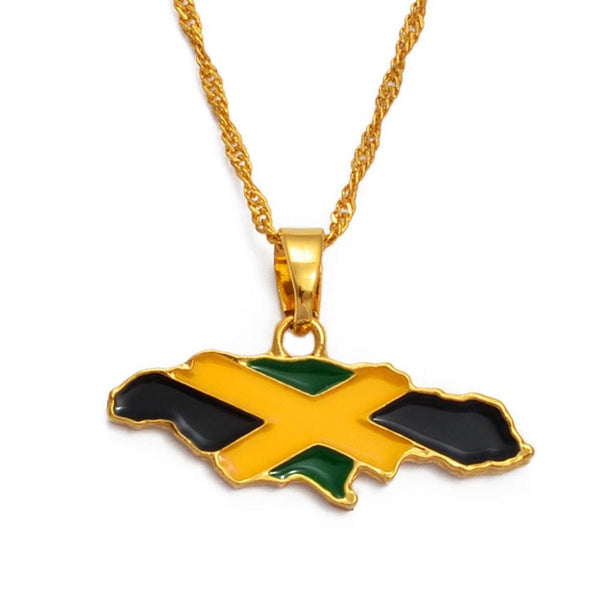 Jamaica Flag Map Necklace