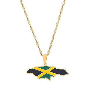 Jamaica Flag Map Necklace