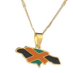 Jamaica Flag Map Necklace