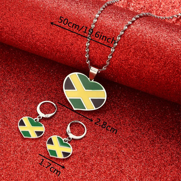 Jamaica Flag Necklace & Earrings