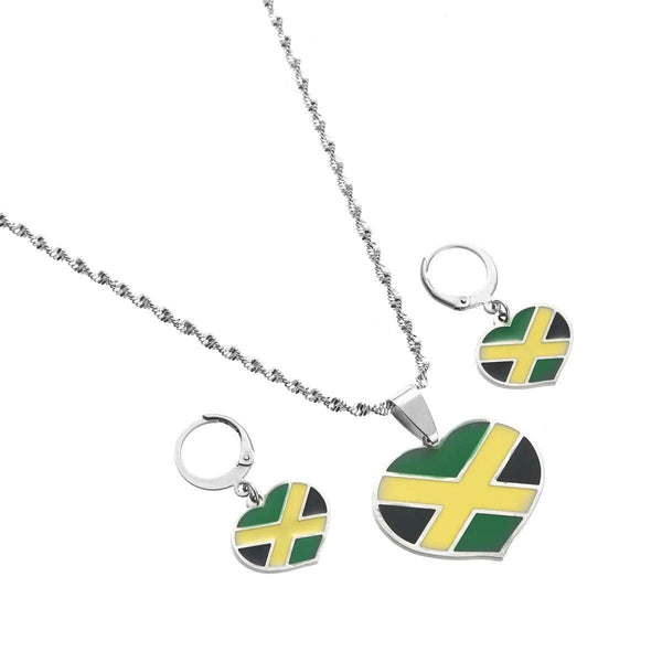 Jamaica Flag Necklace & Earrings