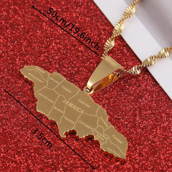 Jamaica Map Necklace