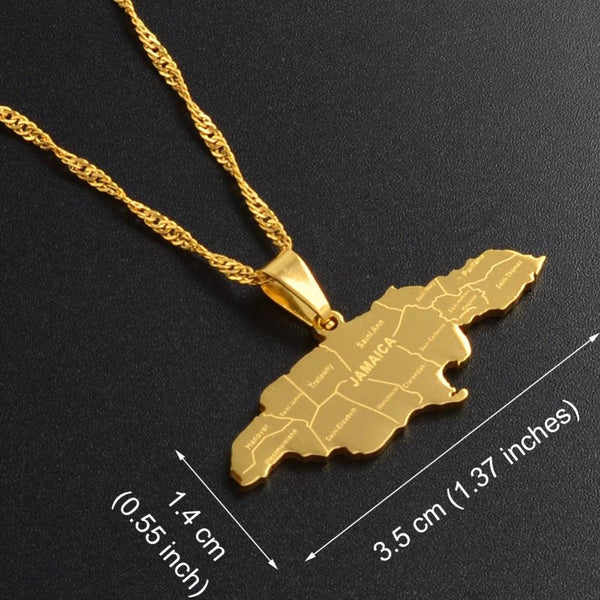 Jamaica Map Necklace