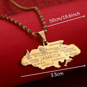 Jamaica Map Necklace
