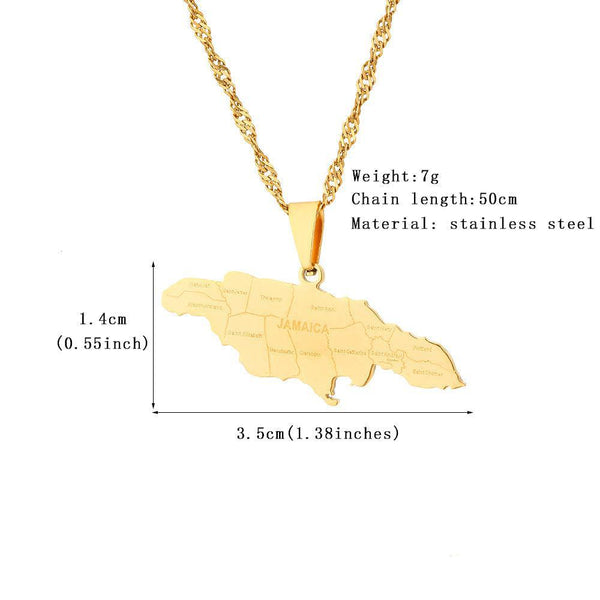 Jamaica Map Necklace