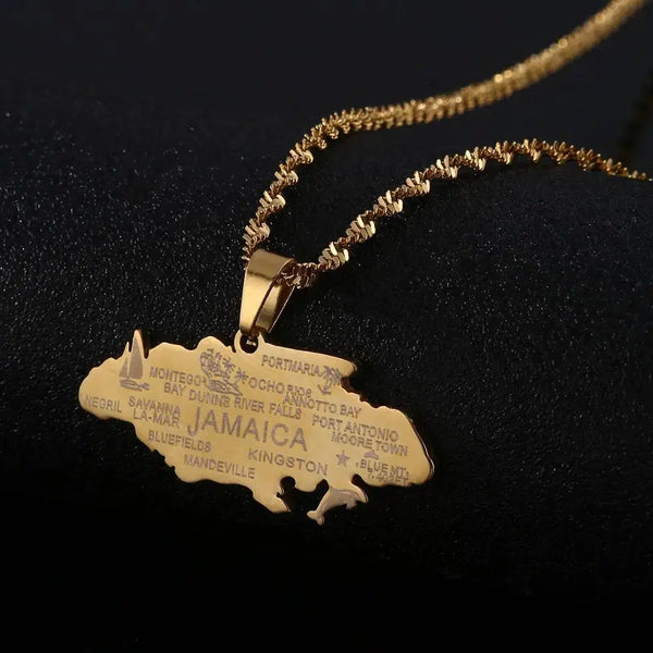 Jamaica Map Necklace