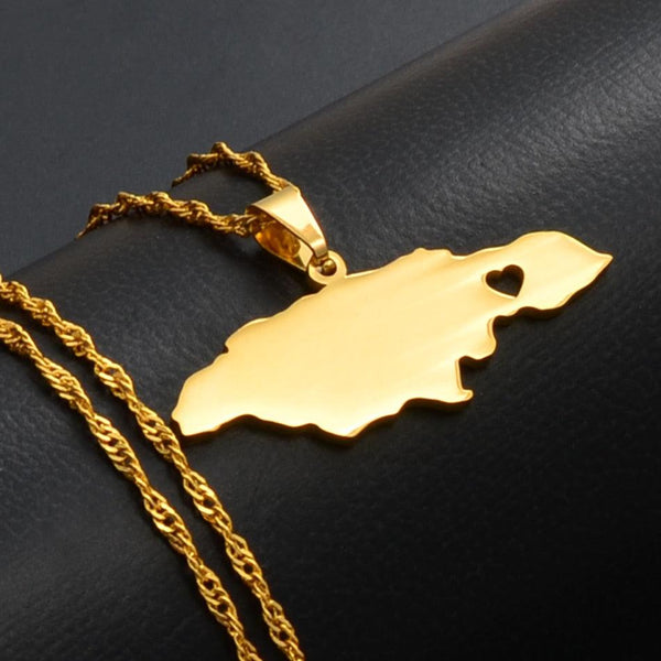 Jamaica Map Necklace