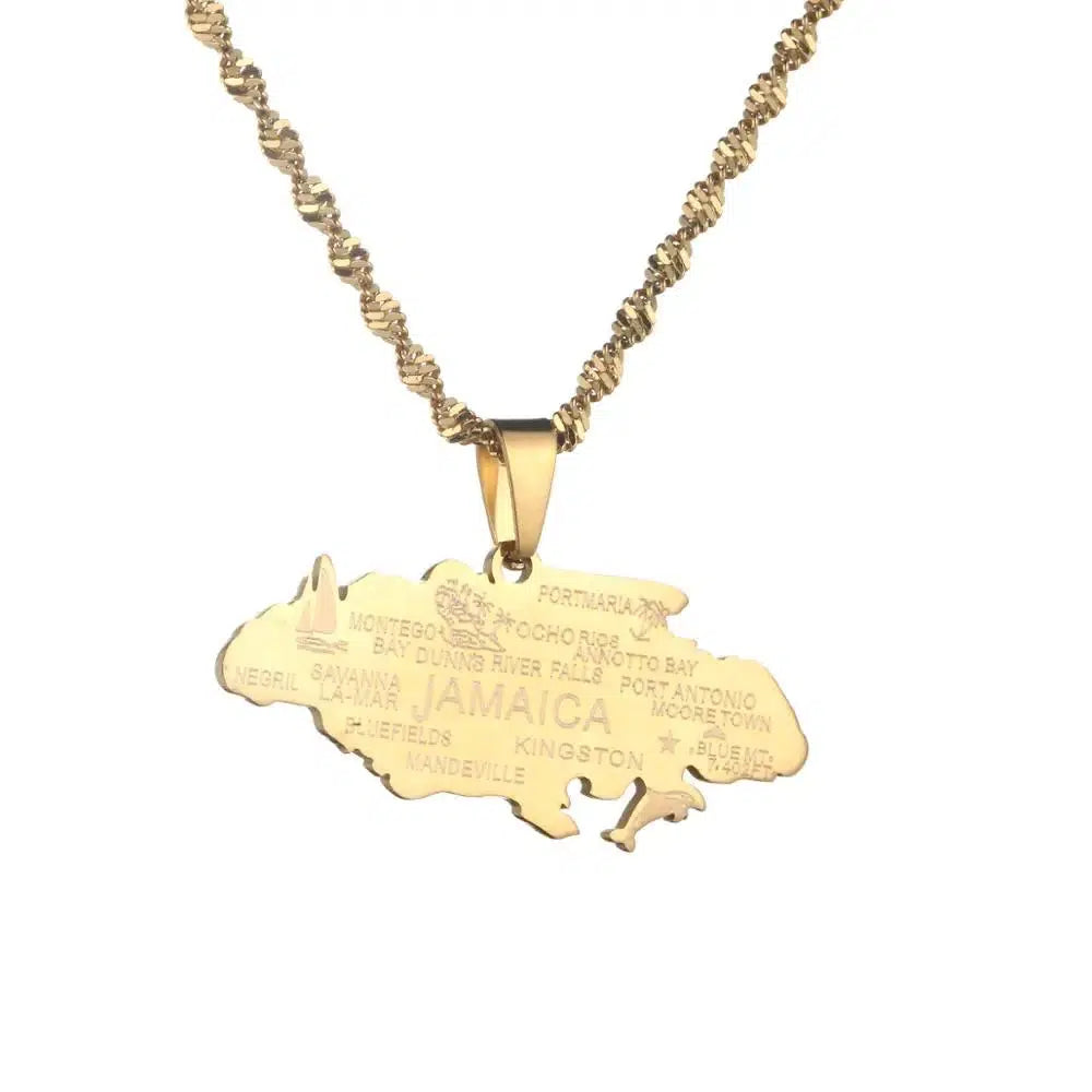 Jamaica Map Necklace