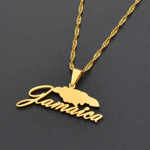 Jamaica Map Necklace