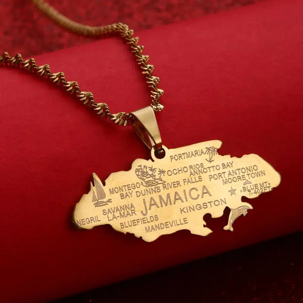 Jamaica Map Necklace