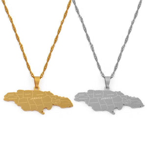 Jamaica Map Necklace