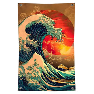 Japanese Great Wave Flags - 90x150cm(3x5ft) - 60x90cm(2x3ft)
