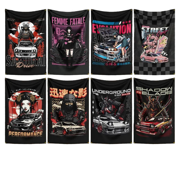 Japanese Racing Car Flags - 90x150cm(3x5ft) - 60x90cm(2x3ft)