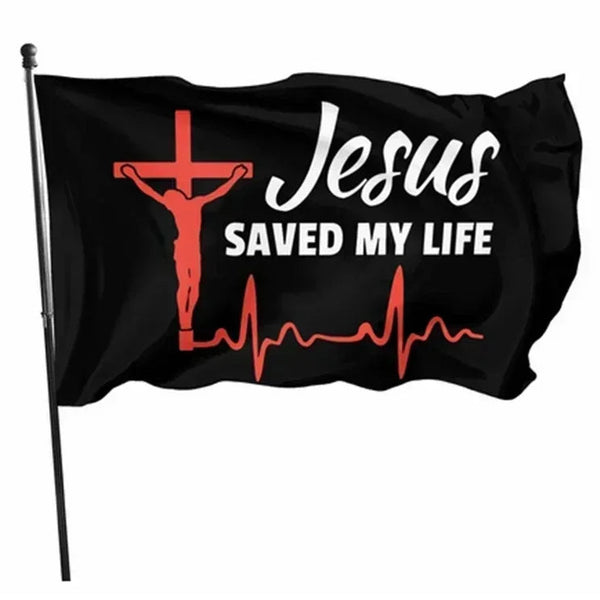 Jesus Saved My Life Flag - 90x150cm(3x5ft) - 60x90cm(2x3ft)
