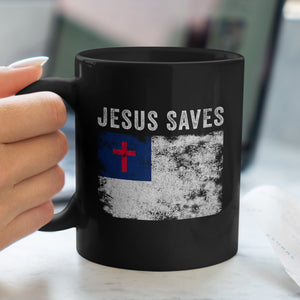 Jesus Saves Christian Flag Mug