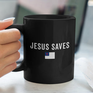 Jesus Saves Christian Flag Mug