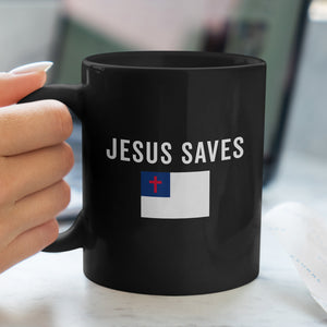 Jesus Saves Christian Flag Mug
