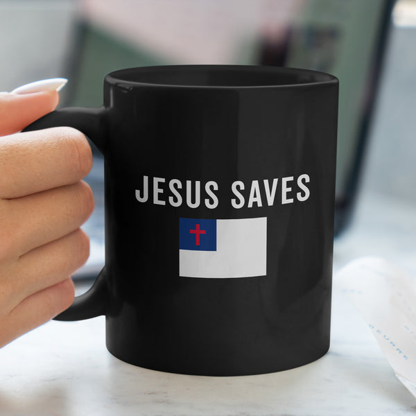 Jesus Saves Christian Flag Mug