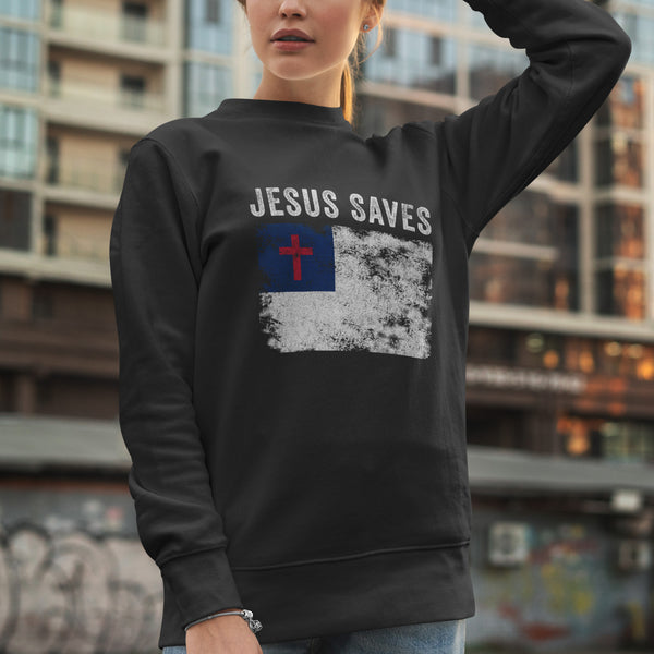 Jesus Saves Christian Flag Sweatshirt
