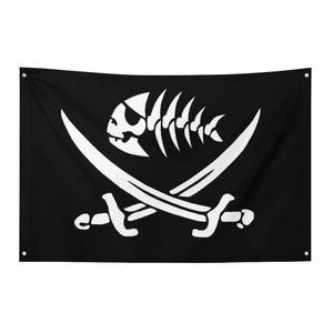 Jolly Roger Pirate Fish Flag - 90x150cm(3x5ft) - 60x90cm(2x3ft)