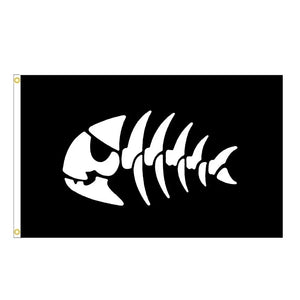 Jolly Roger Pirate Fish Flag - 90x150cm(3x5ft) - 60x90cm(2x3ft)