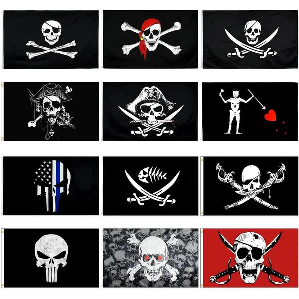 Jolly Roger Pirate Flag Collection - 90x150cm(3x5ft) - 60x90cm(2x3ft)