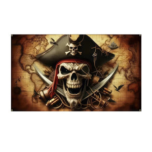 Jolly Roger Pirate Flags - 90x150cm(3x5ft) - 60x90cm(2x3ft)