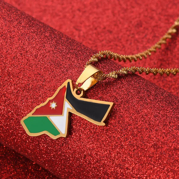 Jordan Flag Map Necklace