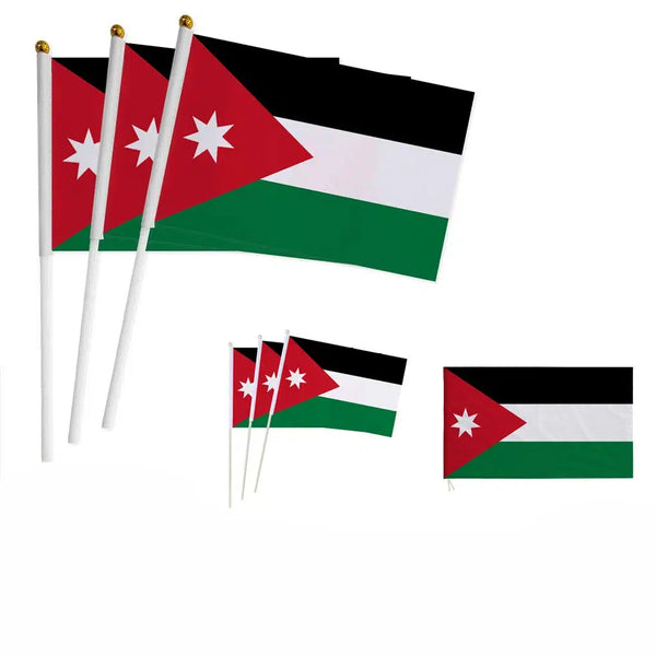 Jordan Flag on Stick - Small Handheld Flag (50/100Pcs)