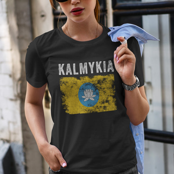 Kalmykia Flag Distressed - Kalmyk Flag T-Shirt
