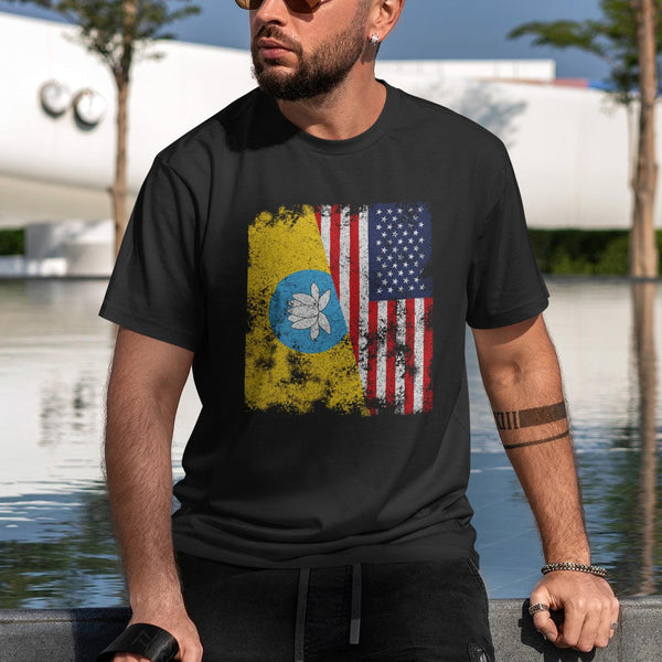 Kalmykia USA Flag - Half American T-Shirt