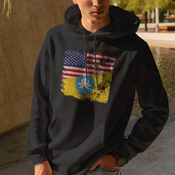 Kalmykia USA Flag Hoodie