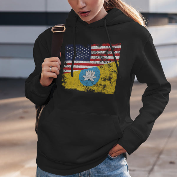 Kalmykia USA Flag Hoodie