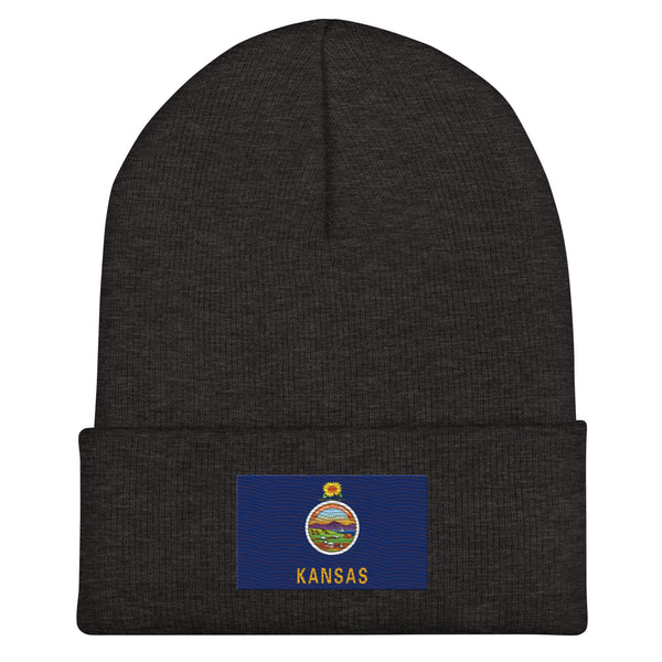 Kansas State Flag Beanie - Embroidered Winter Hat